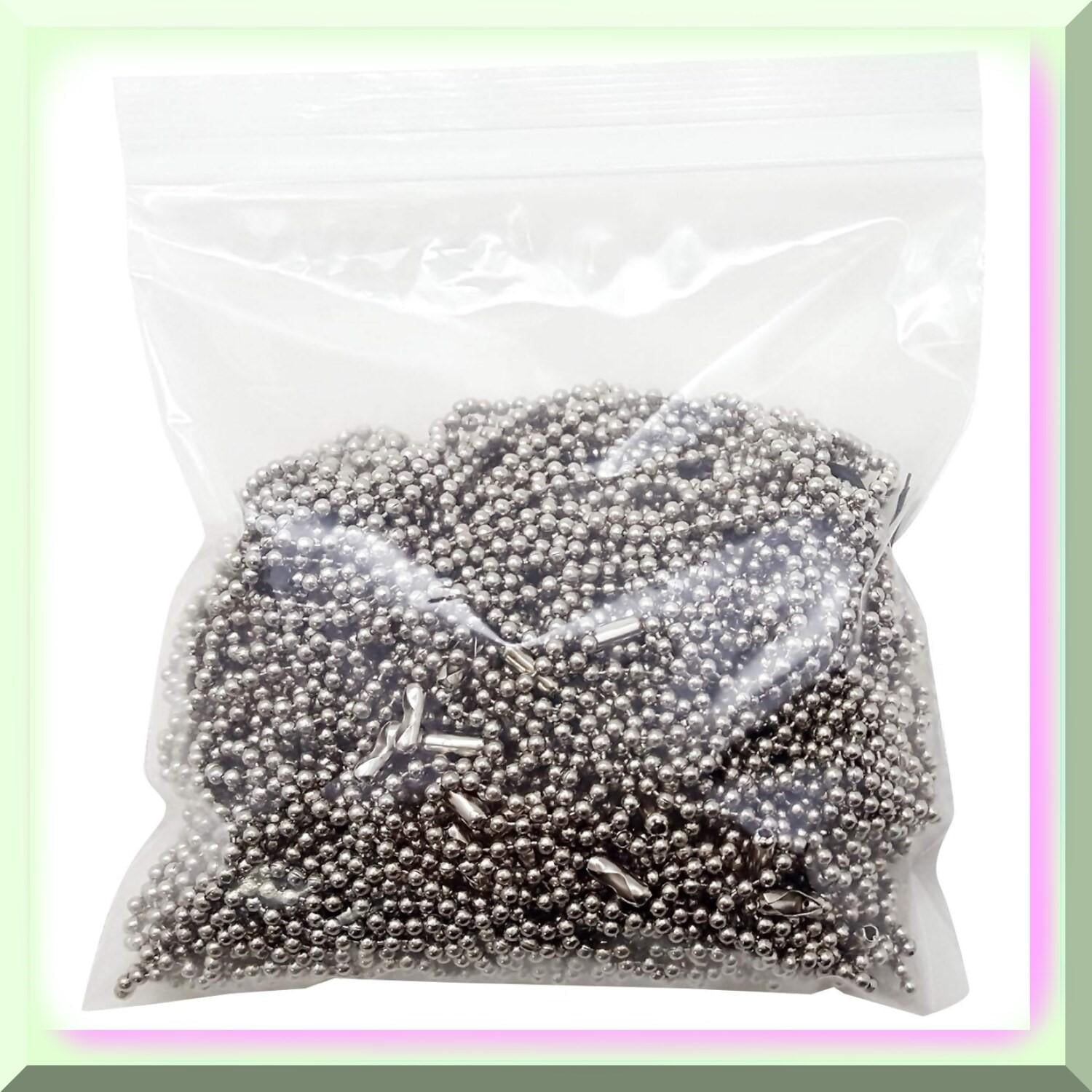 Bulk Pack of 50 High Quality Dog Tag Chain Necklaces 24 inches Nickel Plated Metal Beaded Chain for Jewelry Making with Connector Perfect for Blanks Tags Walmart