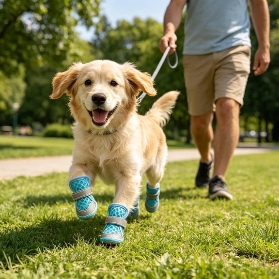 Breathable Mesh Dog Boots 4 Pcs Reflective Pet Paw Protector Shoes Adjustable Strap Antiâ HeatâResistant Puppy Booties for Hot Pavement Night Walking Camping Travel