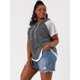 thumbnail image 4 of Sudadecon capucde talgrande pamujer Mangas cortas raglán Sudaderas con cordón deportivo gris XXL, 4 of 6