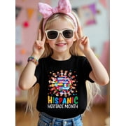 Hispanic Heritage Month Earth Childs Latin Flag Boy Girl KidCotton Soft Graphic Tee Breathable Playwear T-Shirt