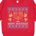 thumbnail image 3 of Inktastic Happy Hanukkah Sweater Style Design with Menorah and Dreidel Toddler Sweatshirt, 3 of 4