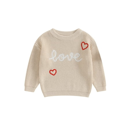 

Suanret Infant Baby Boys Girls Valentine s Day Sweater Heart Long Sleeve Knitwear Pullover Winter Sweatshirt Khaki 9-12 Months
