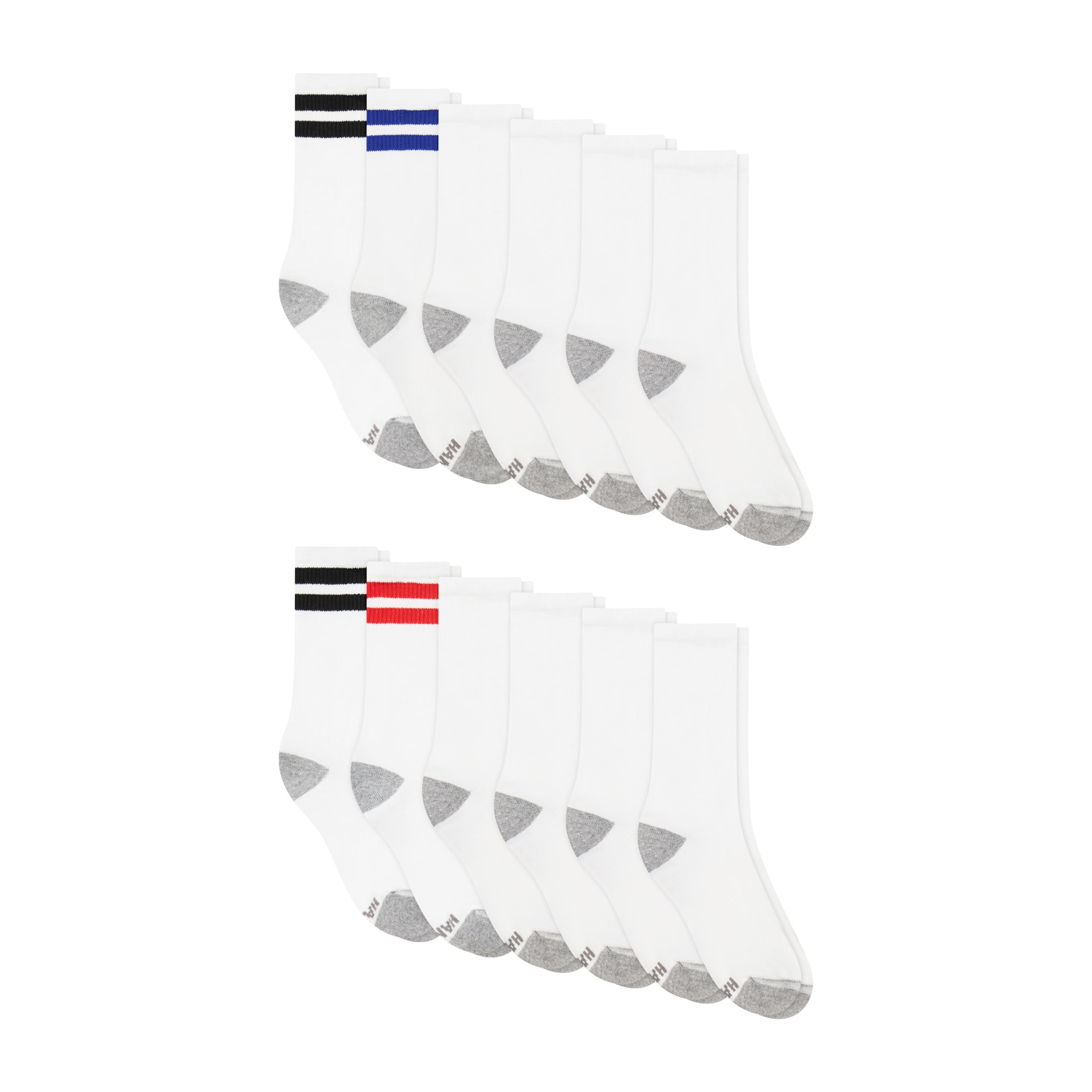 Hanes Mens Crew Socks Pack, 12-Pack, X-Temp, Active Cool Lightweight