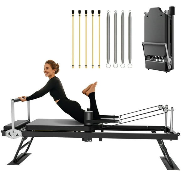 Foldable Pilates Reformer Machine, 400 lbs Weight Capacity