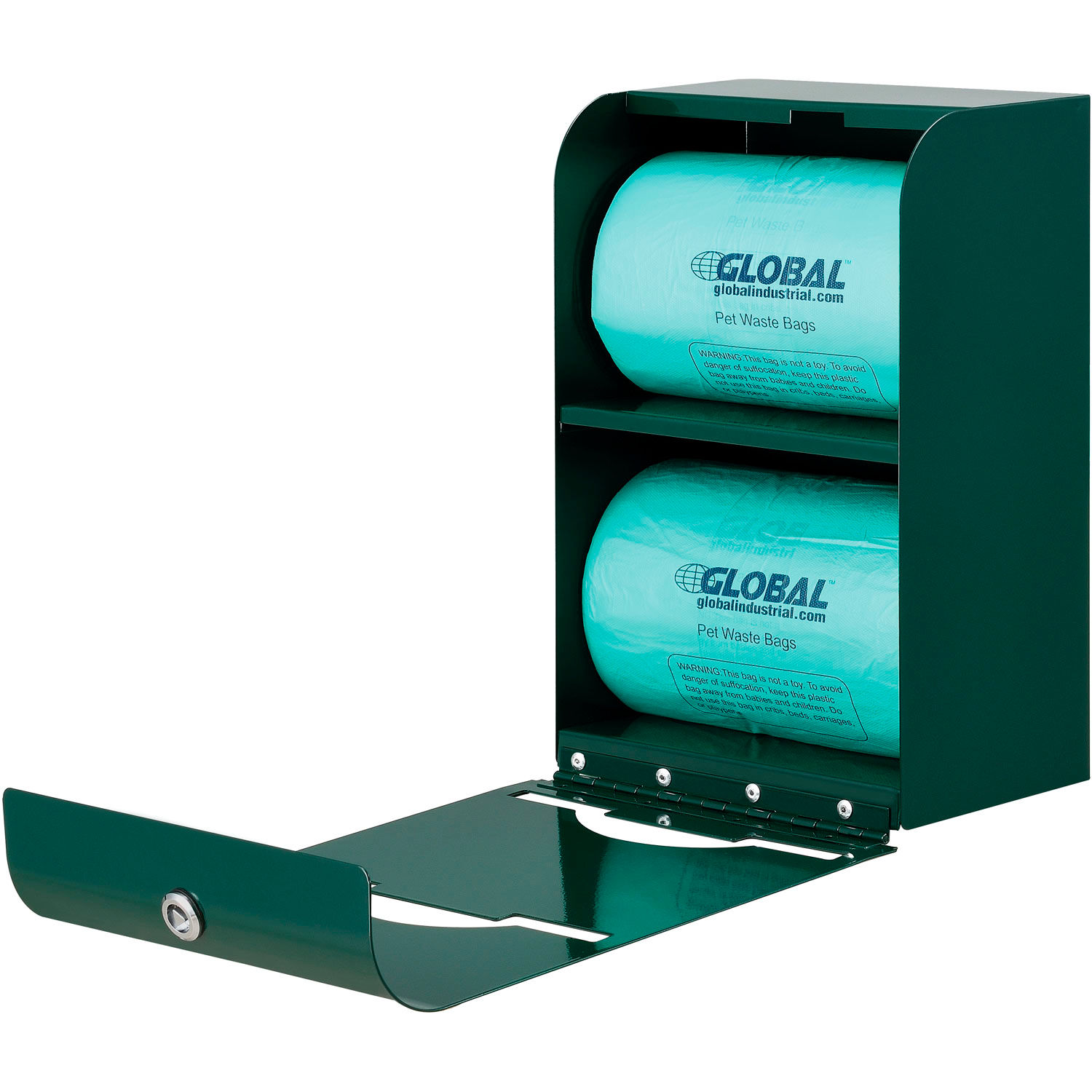 Global Industrial Pet Waste Plastic Bags With Tie-Handles Green 400 Bags/Roll