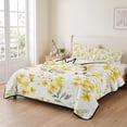 thumbnail image 2 of Twin Quilt Set 68''x86'', Yellow Flowers Spring Lightweight Summer Bedspread Coverlet Set with 2 Pillow Shams, Elegant Farmhouse Botanical Breathable All Season Quilt Bedding for Dorm/Bedroom, 2 of 9