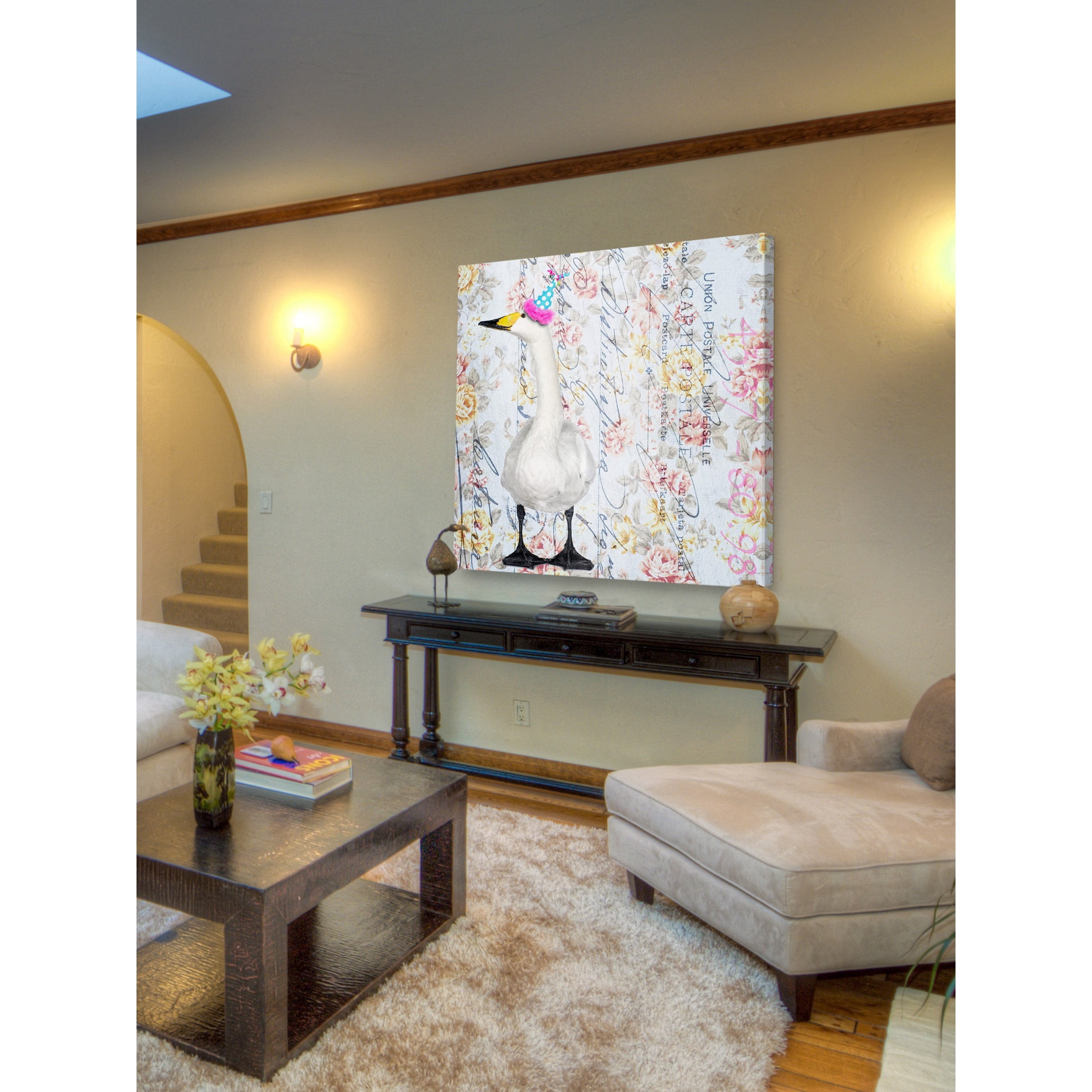 Marmont Hill "Party Duck" by Morgan Jones Painting Print on Wrapped Canvas