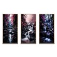 thumbnail image 2 of Designart "Uncharted Journey Beneath the Pink Tree Waterfall I" Landscapes Framed Wall Art Set Of 3 - Pink Waterfall Frame Gallery Wall Set For Home Decor, 2 of 6