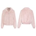 thumbnail image 5 of FANCYINN Womens Teddy Cropped Faux Fur Jacket Furry Lapel Coat Zip Up With Pockets Warm Winter Pink S, 5 of 7
