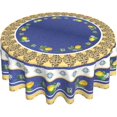 thumbnail image 2 of Yellow and Blue Tablecloth Round 60 Inch Spring Summer Lemon Table Cloth Washable Farmhouse Navy Blue Table Cover for Kitchen Dinner Room Holiday Picnic Party Camping Indoor Outdoor Decor, 2 of 6