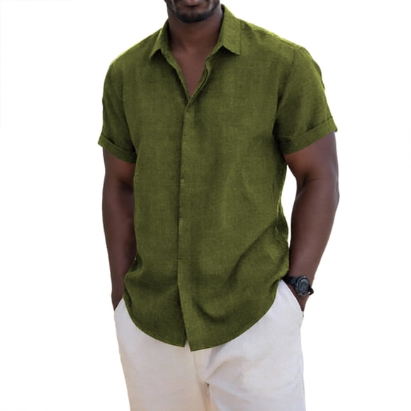zfhfof Mens Cotton Linen Hawaiian Shirts Short Sleeve Button Down Shirt Hippie Casual Summer Beach Vacation Shirts