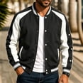 thumbnail image 2 of UVEASISHA Baseball Jackets for Men Fashion Varsity Jacket Button Casual Letterman Bomber Jackets Outdoor Sports Running Cycling Jacket Black L, 2 of 10