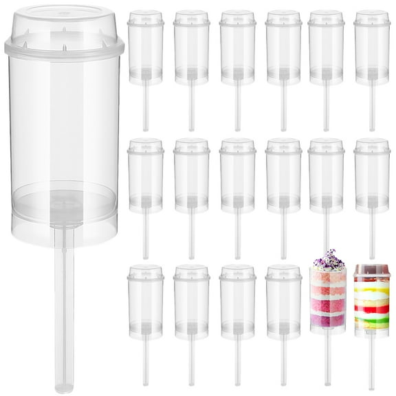 Sensethe 30pcs Clear Plastic Cake Push Pops with Lids and Sticks for Weddings