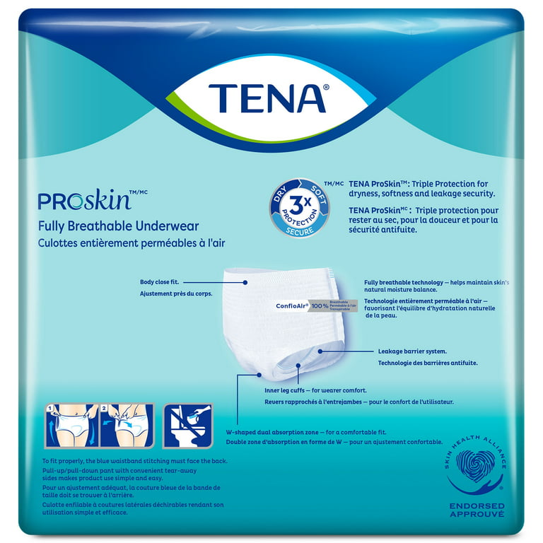 TENA ProSkin Extra Disposable Underwear Pull On with Tear Away Seams  X-Large, 72425, Ultimate-Extra, 12 Ct 