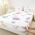 thumbnail image 3 of Manfei Kawaii Dinosaur Kids Twin Sheet Sets, Cartoon Initial Letter Twin Fitted Sheet, Cute Animal Flat Sheet, Breathable Home Decor, 3pcs, 3 of 7