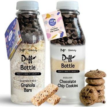 Baketivity Chocolate Chip Cookie Mix   Granola Bar Mix - Duff in a Bottle Baking Kit for Kids and Adults - Granola Mix and  Cookie Mix for Baking with Premeasured Ingredients