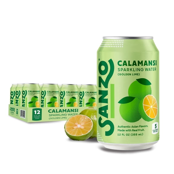 Sanzo Calamansi Golden Lime Sparkling Water, 12 fl oz, 12 Pack Cans