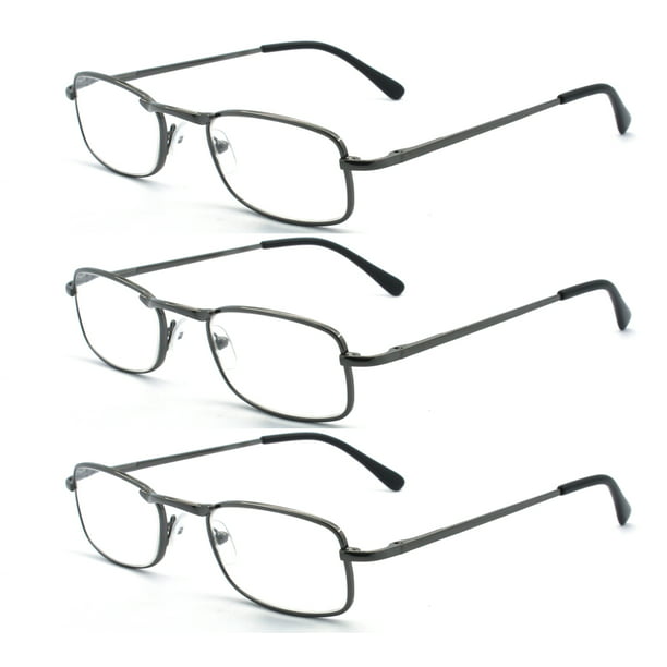 EYE ZOOM 3 Pairs Unisex Metal Frame Vintage Design Reading Glasses with ...
