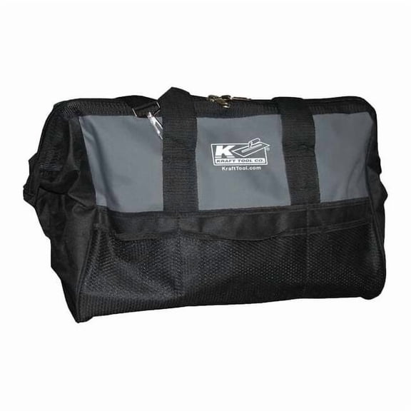 Kraft Tool Tool Bag, Black, Gray, Nylon, 12 Pockets WL102