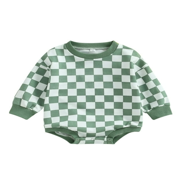PENGXIANG Bébé Garçon Filles Manches Longues Damier Imprimé Sweat-Shirt Rompers Combinaison Vêtements