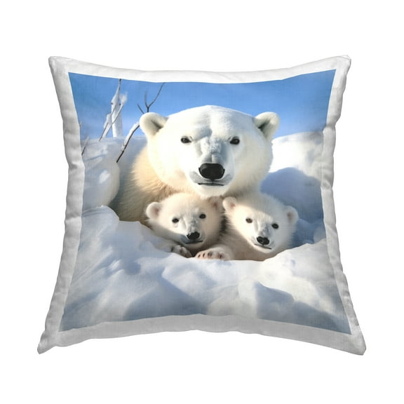 Stupell Industries Polar Bear Cubs in Snow Decorative Printed Throw Pillow, 18 x 18