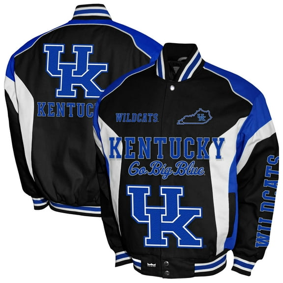 Men's Franchise Club Black/Royal Kentucky Wildcats Driven Full-Zip Twill Jacket