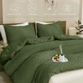 thumbnail image 4 of ANGENIA Olive Green Comforter Sets for King Bed - 3 Pieces Soft Fluffy Boho Textured Bedding Comforter Set - All Season Farmhouse Lightweight Tufted Down Alternative Bed Set, 4 of 7