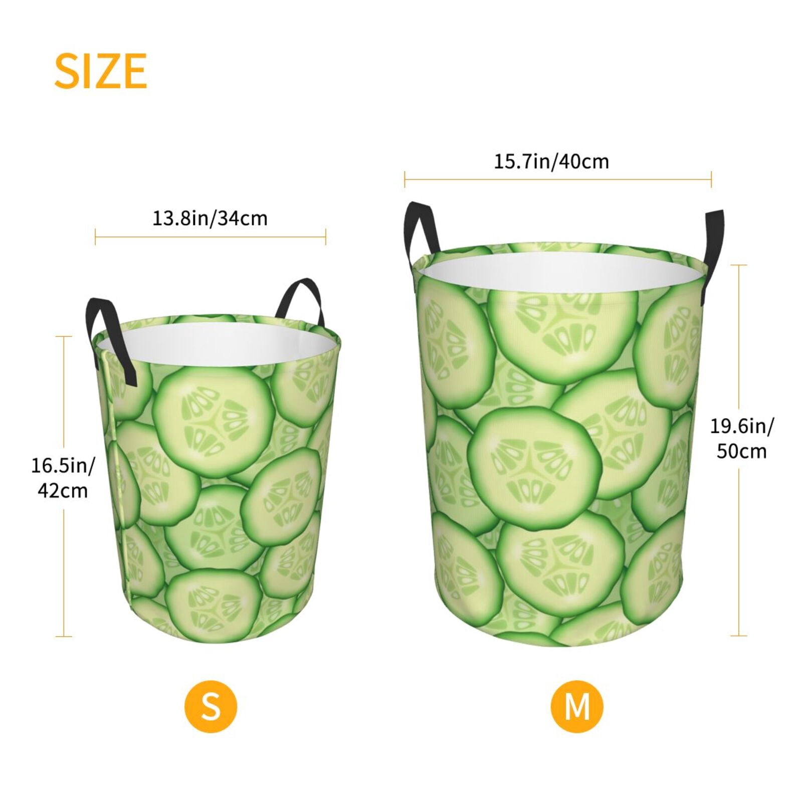 Large Laundry Basket with Handles - Cucumber Pattern funny Kids Baby Dirty Clothes Laundry Hamper for Bedroom Aesthetic