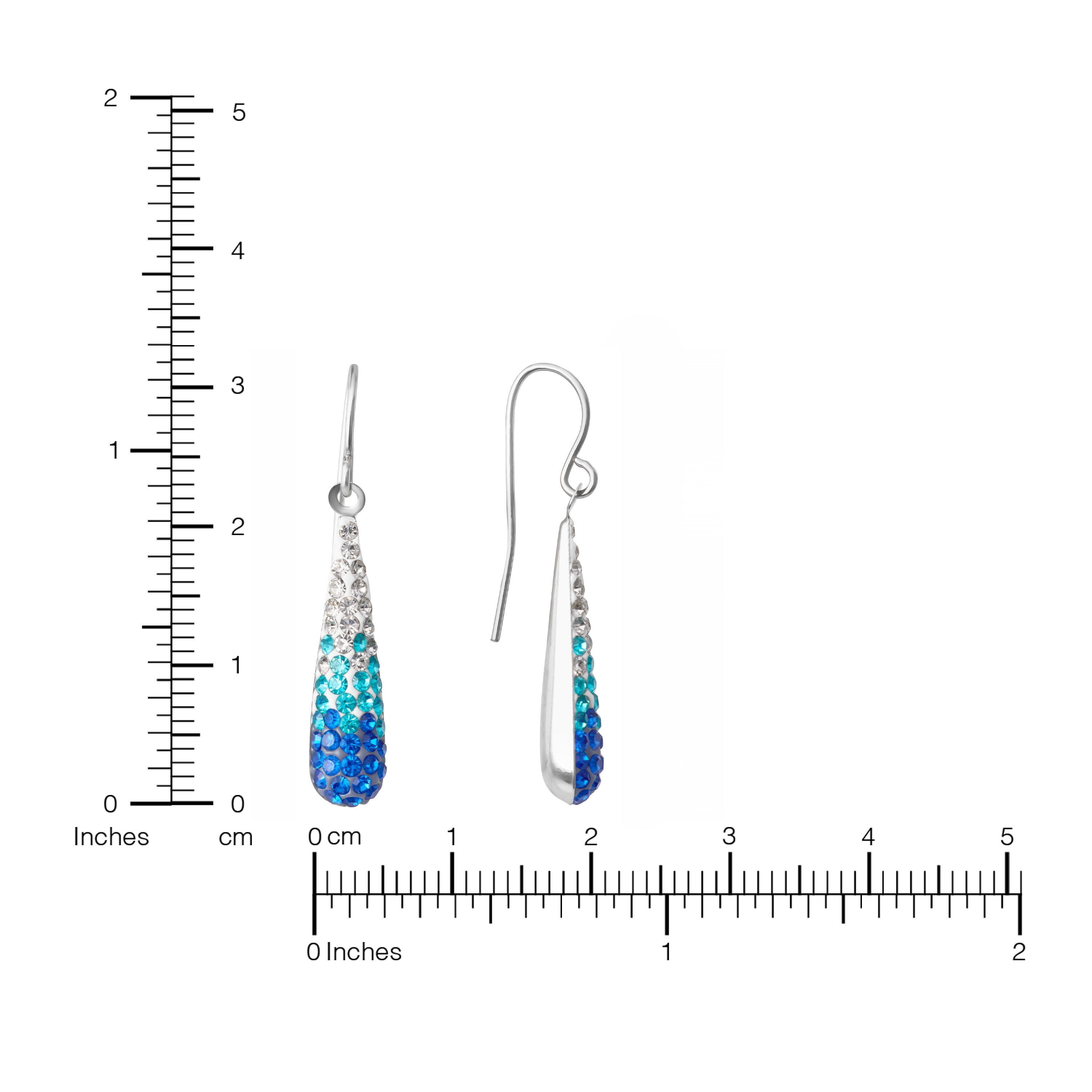 Marisol & Poppy Ombre Blue Crystal Teardrop Drop Earrings in Sterling Silver for Women & Teens