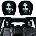 thumbnail image 5 of 1 Pack Halloween Creepy Clown Demon Face Car Headrest Cover Horror Scary Head Rest Protector Cover Elastic Auto Interior Prank Decor For Car SUV Truck, 5 of 6