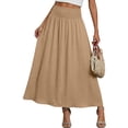 thumbnail image 6 of Turilly Summer Skirts for Women Elastic High Waist Flared Midi Skirt Solid Color Soft Daily Casual All Match Skirt, 6 of 7