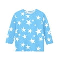 thumbnail image 4 of Ugoldhm Girls Blouses Round Neck Star Graphic Casual Tops 3/4 Sleeve Summer Fall Kids Clothes, 4 of 5