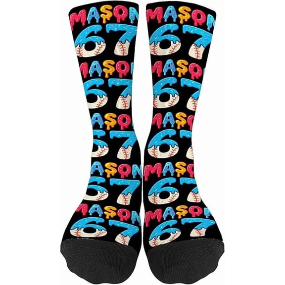 67 Socks for Kids – Funny 67 Meme Design Socks, Comfortable & Soft Boys Girls Crew Socks, Cute Novelty Gift for Children, School Wear, Parties & Daily Outfits