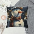 thumbnail image 2 of Orinice Snowman Hat Scarf Graphic Decorative Pillow Cover for Home Couch Living Room Bed Sofa, Winter Christmas Theme, 1PC 18x18in, 2 of 5