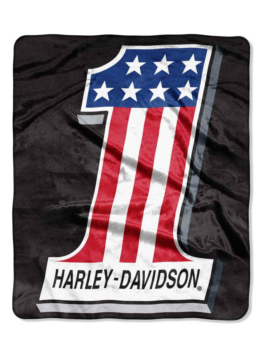 50 x 60 inch NW949140 Harley-Davidson #1 Flag 'Topnotch' Biker Throw Blanket 