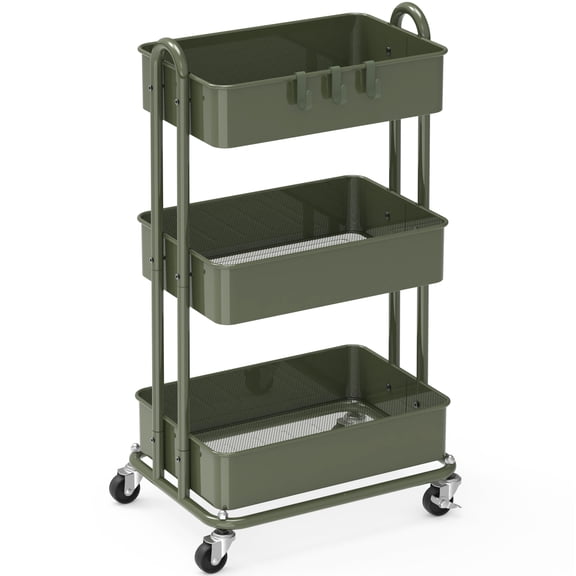 3-Tier Heavy Duty Metal Utility Rolling Cart