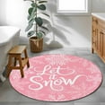 thumbnail image 4 of Winter Snow Round Area&nbsp;Rug 3ft Christmas Snowflakes Pink Vintage Decoration Non-Slip&nbsp;Washable Circle Rugs Soft Felt Indoor Floor Mat for Bedroom Kitchen Living Room Bathroom, 4 of 9
