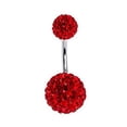 thumbnail image 3 of OPOLSKI Rhinestone Balls Navel Button Barbell Body Piercing Belly Ring Red, 3 of 8