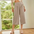 thumbnail image 6 of Lumtrix Womens Wide Leg Capri Pants 2026 Spring Summer Baggy High Waisted Trendy Cropped Trousers with Pockets Camel S, 6 of 7