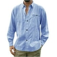 thumbnail image 1 of Camisa de Manga Larga de Lino de Algodón Delgada de Color Sólido Casual de Moda Para Hombres Blusa de Cárdigan Odeerbi ODB-6, 1 of 4