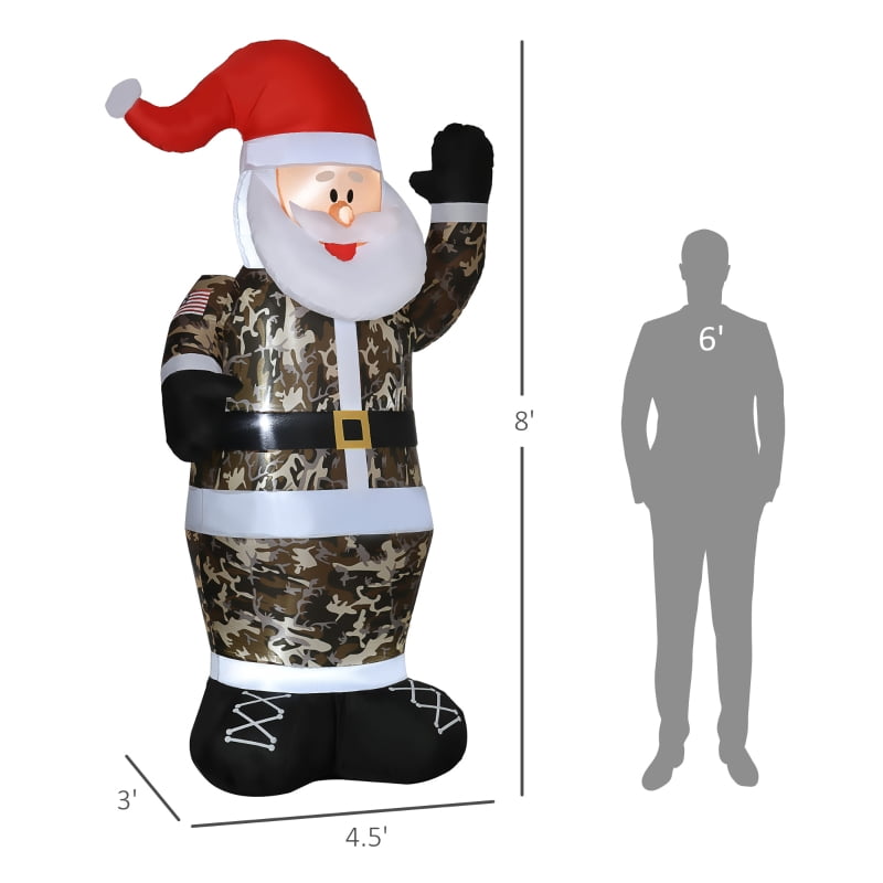 Alvantor Christmas Inflatables Santa Claus, Blow-Up Yard Decoration with LED Lights 51.25"x35.5"x98.5" Camo
