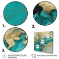 thumbnail image 3 of Designart "Turquoise Gold Captivating Liquid Ink" Abstract Marble Wall Art Print, 3 of 5