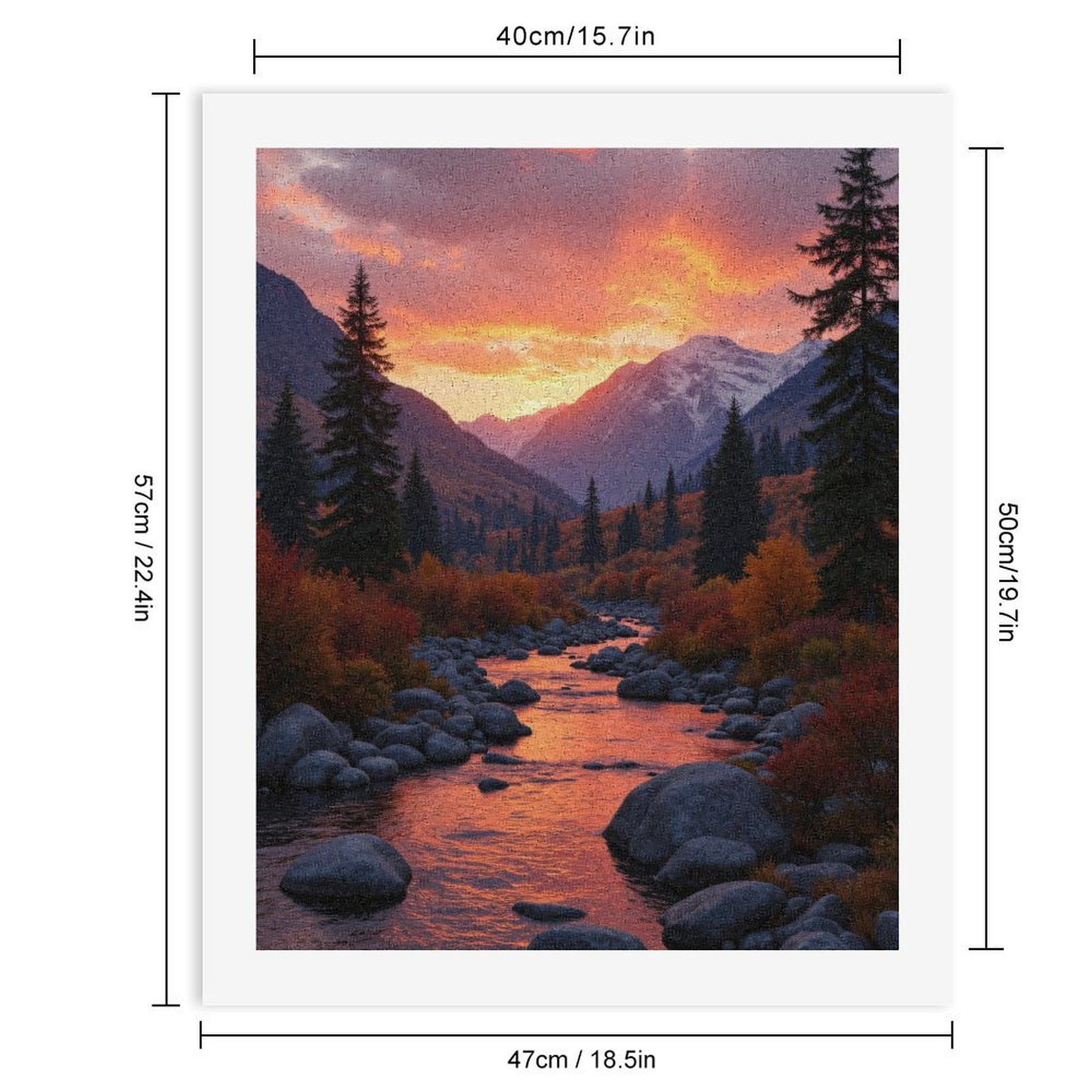 Paint By Numbers Kit for Adults Beginner - Sunset Mountain River Autumn Scene DIY Canvas Painting Kits for Adults, Frameless Paint By Number for Adults for Home Wall Decor 16x20 Inch