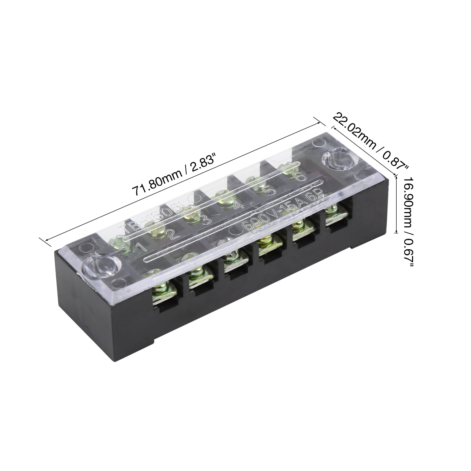 Unique Bargains 6 Positions Dual Row Screw Terminal Strip 600V 15A Terminal Barrier