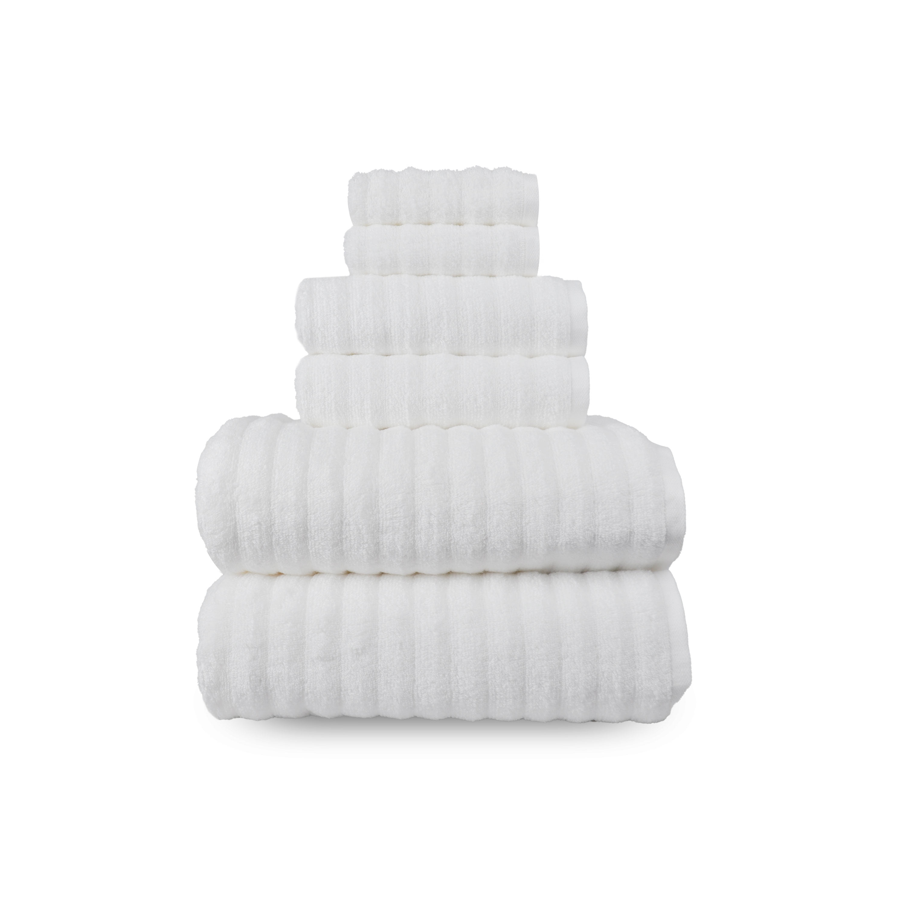 Mainstays Performance Textured 6-Piece Bath Towel Set - Arctic White