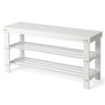 thumbnail image 6 of Zimtown 36" 3 Tier Solid Bamboo Shoe Bench Storage Racks Seat Organizer for Entryway Hallway Kids, White, 6 of 13