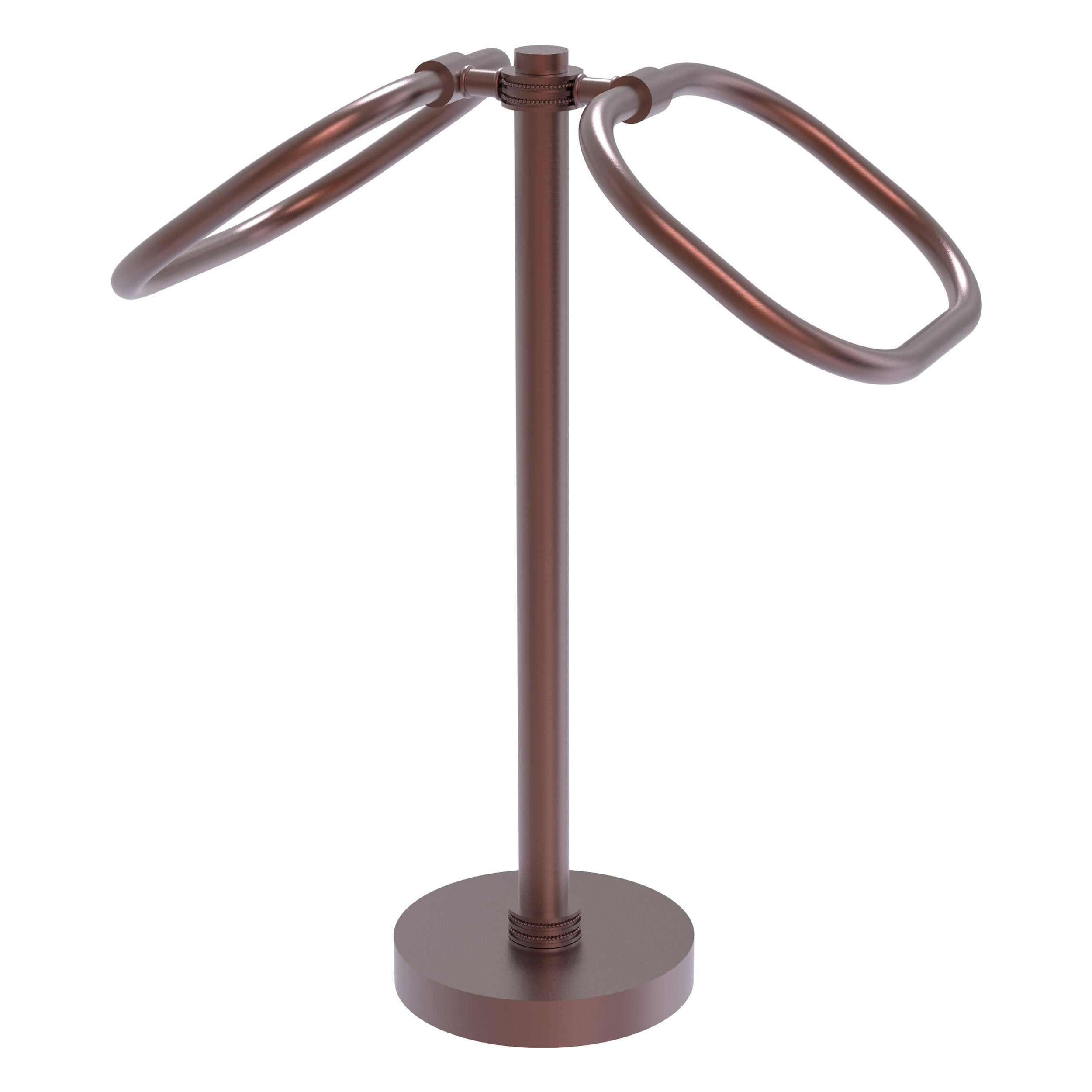 Two Ring Oval Guest Towel Valet Antique Copper / Dotted