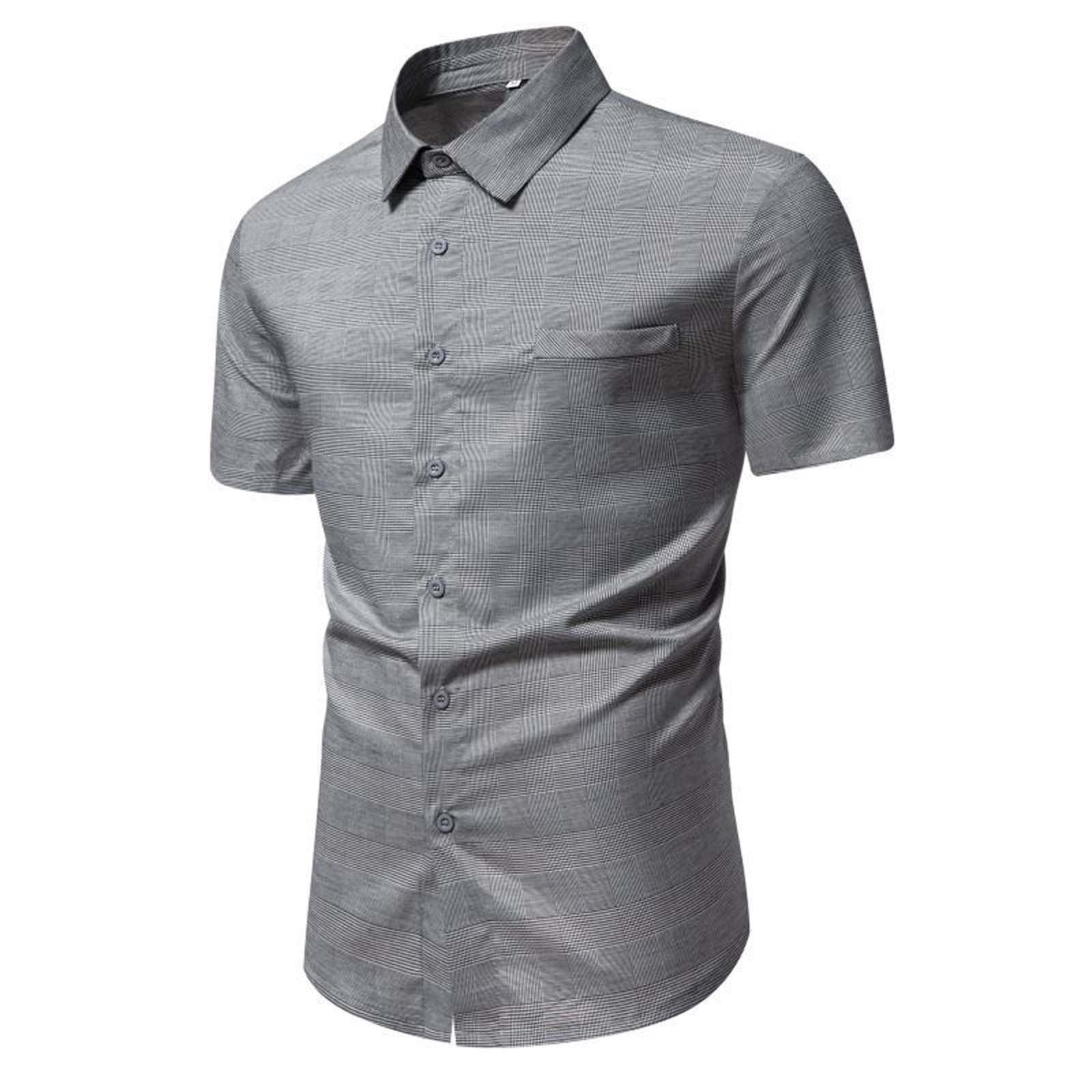 amazon men's short sleeve dress shirts Short Sleeve Seersucker Texture Shirt