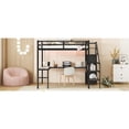 thumbnail image 6 of Full XL Size Loft Bed Metal Loft Bed With L Shaped Desk Stairs Wardrobe Heavy Duty Loft Bed Frame With Shelf LED Lights, 6 of 9
