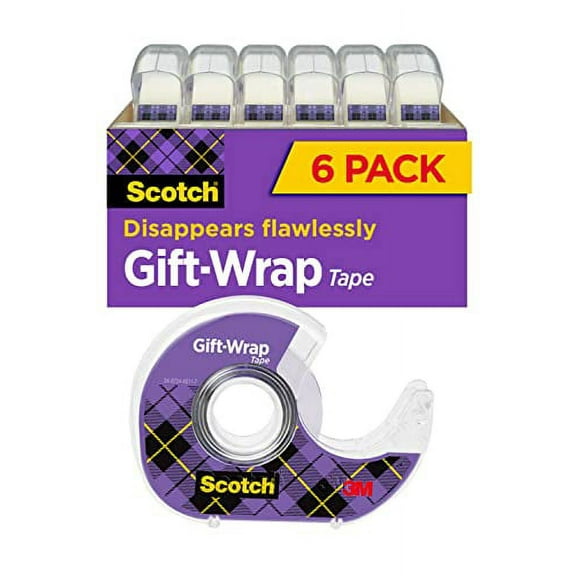 Scotch Gift Wrap Tape, 6 Rolls, the Go-To Tape for the Holidays, 3/4 x 650 Inches, Dispensered (615-GW)